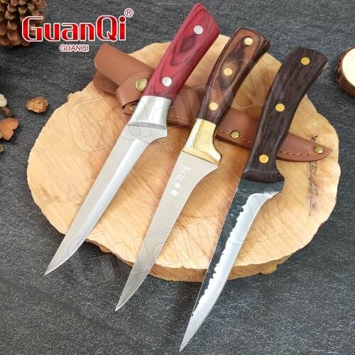 Forged Stainless Steel Kitchen Butcher Boning Knife Slicing Knife Slaughtering for Bone Meat Fish Fruit Chef Knife Meat Cleaver