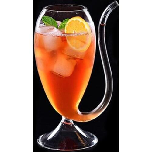 2pcs 200ML Creative Wine Glass Mug With Straw Drinkware Goblet Cups for Cocktail Wine Juice Cold Drink Glass Cup