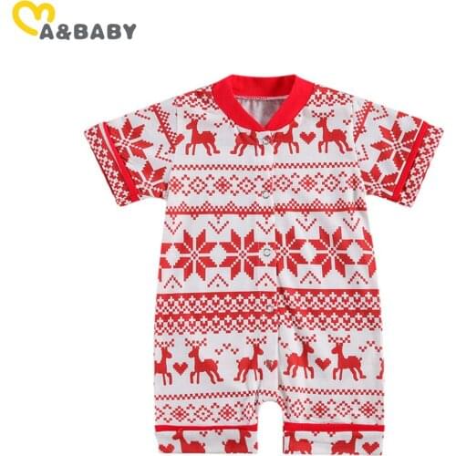 Ma&Baby 0-2Y Christmas Infant Toddler Newborn Baby Girl Boy Rompers Short Sleeve Red Deer Jumpsuit Xmas Outfits Baby Clothing