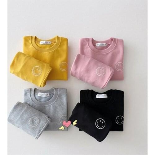 MILANCEL 2021 Autumn New Baby Clothes Set Smile Face Boys Hoodie Suit Fashion Girls Sweatshirts