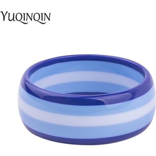 Trendy Fashion Resin Cuff Bracelets Bangles for Women Colourful Stripe Acrylic Wide Bracelet Female Charm Party Gifts Jewelry