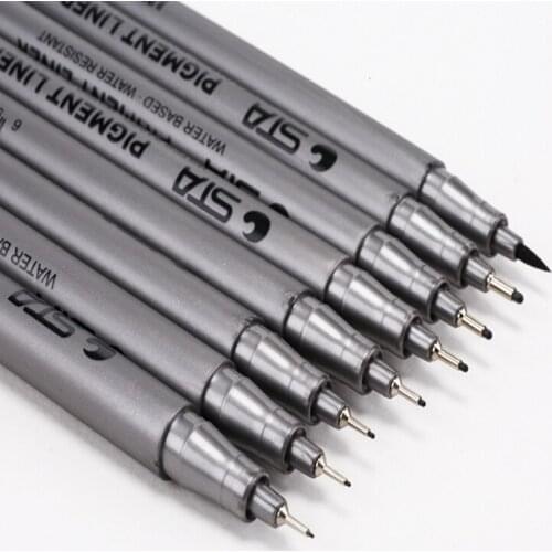 STA 9 Micron Ink Marker Pen Set, 0.05 0.1 0.2 0.3 0.4 0.5 0.6 0.8 mm Tips ,Brush, Black Ink, Ideal for Drawing and Writing
