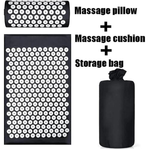 Lotus Acupuncture Massager Mat Set Relieve Stress Back Pain Acupressure Mat Pillow Cushion Massage For Body Neck Foot Relaxation
