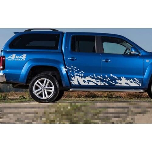 For-Volkswagen-Amarok Both Side Auto Stripes 1 sets Pick-up Car Door Decor Sticker 4x4 OFF ROAD Vinyl Decals