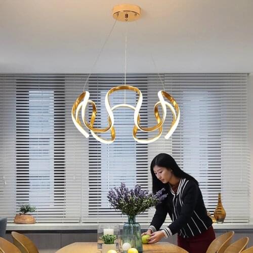 2020 New Restaurant Lights Creativity Indoor Chandelier Golden Lamp Body For Living Room Bedroom Hanging Lights AC220V