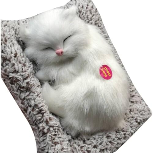 Plush Doll Simulation Cat Dog Animal Doll Breathing Model Toy Cat Multify Pure Colors Rabbit Fur Cat-With A Sound Gifts For Kids