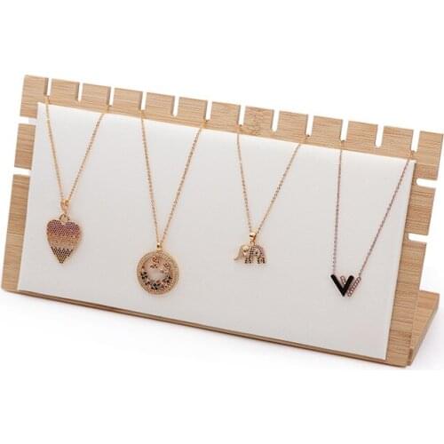 Solid Bamboo Wood Jewelry Display Stand Necklace Showcase Holder Pendant, Long Chain Handing Organizer (Necklace Board)