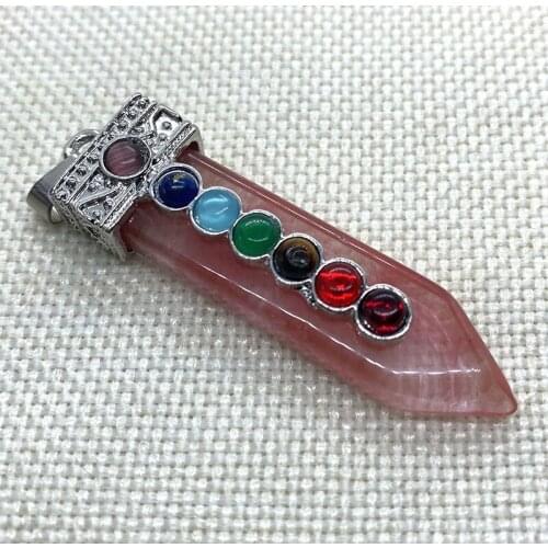 ZV 1pcs Natural Stone Pendant Reiki Heal Jewelry Necklace For Women Man Party Fashion 7 Chakras Sword Game Charm Wholesale