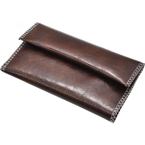 Portable Leather Cigarette Bag Tobacco Herb Pouch Case Bags Pouch Zipper Buckle Rolling Paper Smoking Accessories Storage Bags