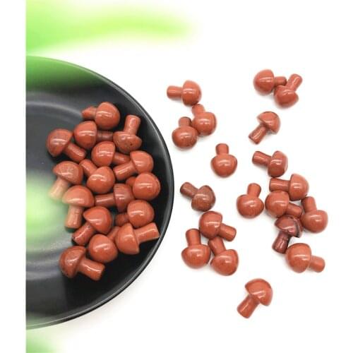 Drop Shipping 1/2Pcs Lovely Natural Red Jasper Mushroom Shaped Polished Stone Decor Healing Gift Natural Stones and Crystals