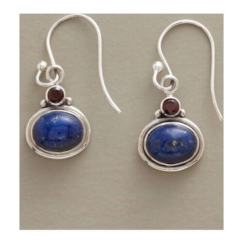 Silver Mi ni Jewelry Water Drop Earrings for Women Natural Lapis Lazuli Earrings