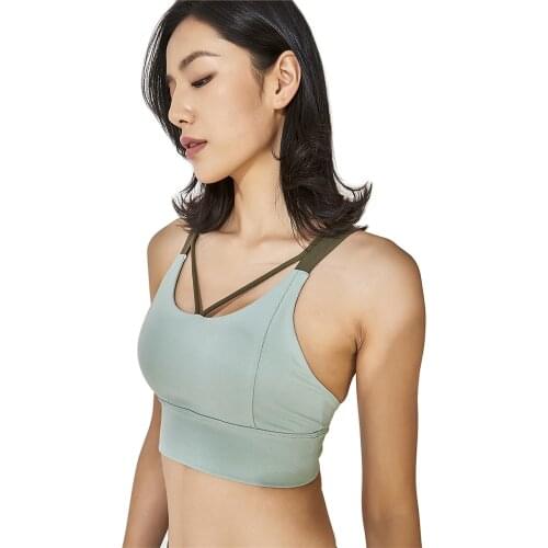 Sports Bra Women High Impact Push Up Cross Straps Nylon Yoga Running Gym Workout Femme Underwear Padded Sport Tops for Fitness
