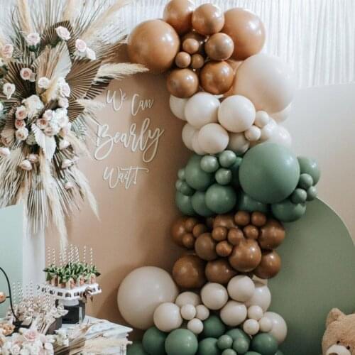 Valentine Wedding Decors Retro Avocado Green Cream Coffee Khaki Latex Balloons Garland Arch Kit Birthday Party Baby Shower Suppl