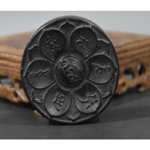 Tibet Hongshan Culture Natural Meteorite Six-Character Mantra Lotus Statue Mascot Collection Pendant Decoration Home Accessories