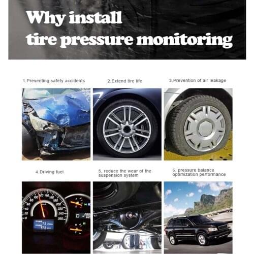 TPMS Tire Pressure Monitor Alarm 4 External Sensors For Android Car Player