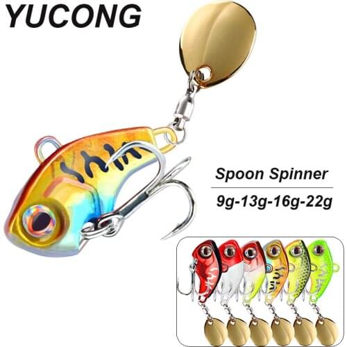 YUCONG 6Pcs/lot Metal VIB With Spoon Trout Fishing Lures 9-13-16-22g Mini Sinking Lures Vibration Spinner Baits Fishing Tackle