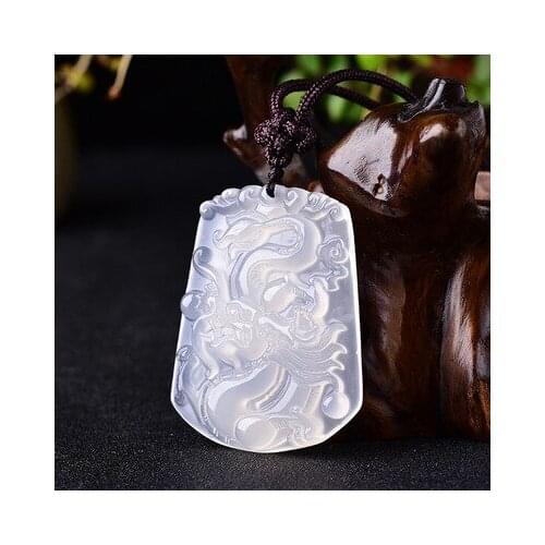 Zheru jewelry natural agate chalcedony white dragon pendant necklace exquisite jewelry best gift