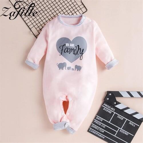 ZAFILLE Baby Elephant Clothes Pink Heart Print Girl Baby Sleepwear For Newborns Babys Rompers Casual Jumpsuit For Kids