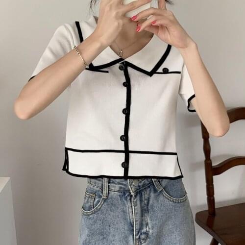 Will make summer ins ultra female fire ice silk T-shirt design feeling small tall waist brief paragraph coat polo shirt