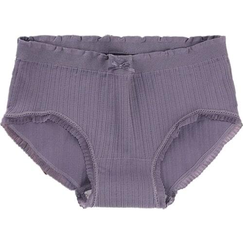 Women Striped Briefs Cotton File Girls Seamless Panties Stretch Lace Simple Solid Color Underwear