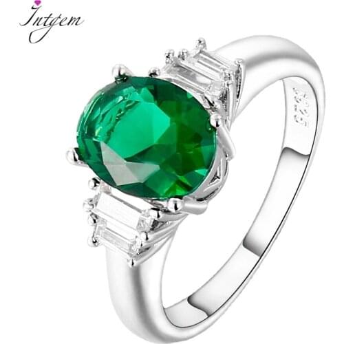 925 Sliver Ring Emerald Green Saphhire Gemstone Fashion Jewelry For Women Luxury Girls Party Wedding Engagement Gift Wholesale
