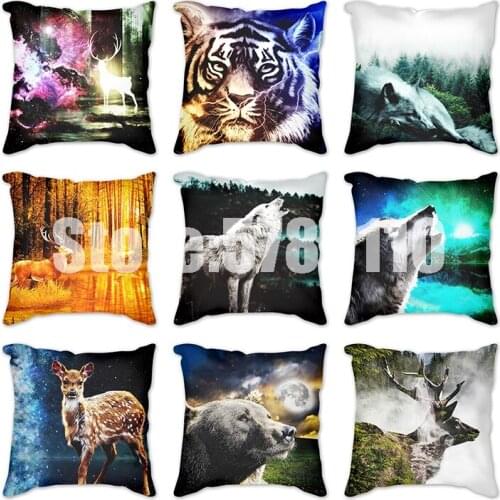 Animals forest Pillow Cushion Decorative Cushion Cover wolf tiger deer lion cat Pillow Covers Decorative Home Decor 45*45cm