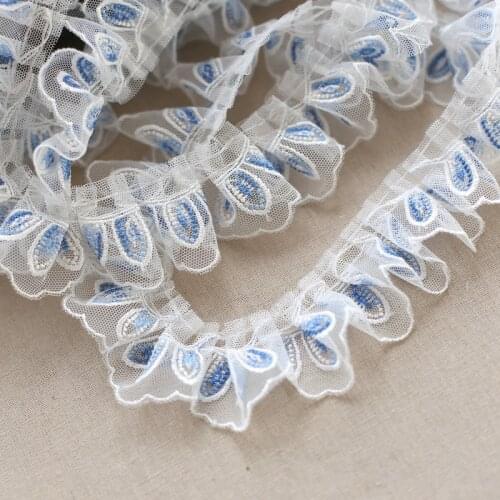 1M Embroidery 3D Flower Lace Fabric Bridal Dress 4cm Laces Ribbon Sewing Trim Wedding Fabric Organza Lace Decoration Crafts PL28