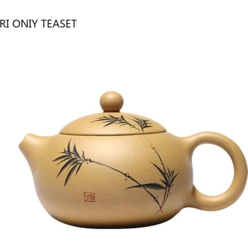 180ml Yixing Purple Clay Xishi Teapots Handmade Engraving Tea Pot Raw ore Section Mud Kettle Chinese Teaware Customized Gifts
