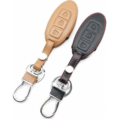 2019 Fashion Men Leather Key Case Cover For Nissan X Trail-370Z Cube Micra Sheet Tiida Qashqai Juke Cube Search Versa 3 Buttons