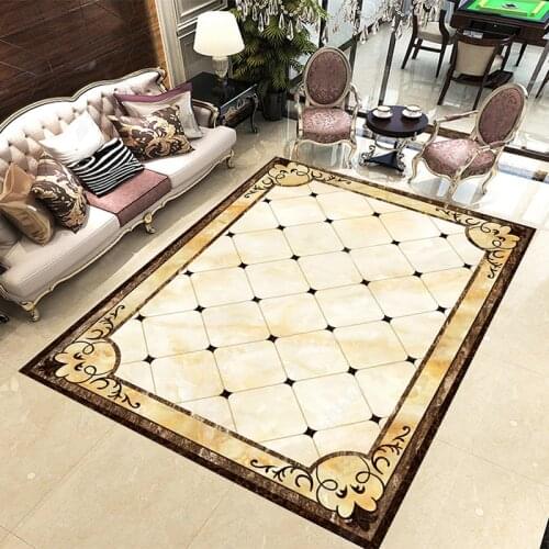European Style 3D Marble Tiles Floor Mural Geometric Wallpaper Living Room Hotel Dining Room Non-slip Waterproof Floor Stickers