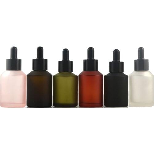 60ml Colorful Frosted Glass Bottle Exquisite Dropper Bottle Black Eye Dropper Essential Oil Container Empty Travel 20pcs/lot