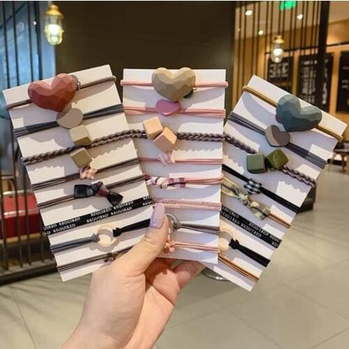 8pcs/Set Fashion girl simple high elastic rubber band hair tie ponytail adult bandage headband hair accessories