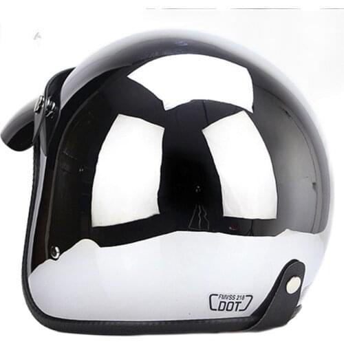 Free Shipping Men Half - Medium 3/4 Open Face Women Helmet, Motorcycle Helmet Flat Chrome (L)