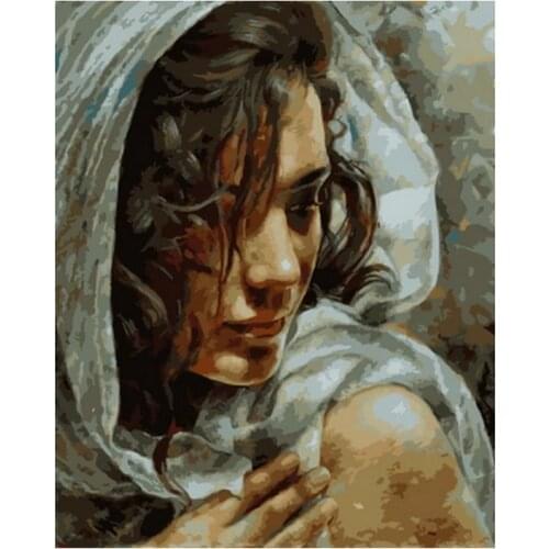 Frameless diy paintings by numbers wall decor numbers painting on canvas for home decor 4050cm lady