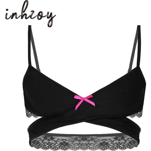 Sissy Lingerie for Men Adjustable Spaghetti Straps Lace Cross Back Male Bra Crossdressing Gay Underwear Sexy Bralette Erotic Top