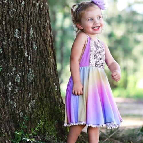 Kids Dresses for Girls Baby Girl Clothes Tie Dye Backless Strap Girls Dresses Boho Beach Cool Toddler Girl Summer Clothes 0-6Y