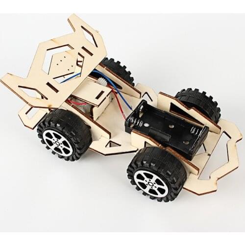 Elementary School Science And Technology Invention Science Experiment Toy Assembly Diy Handmade Wooden Model Electric Racing Car