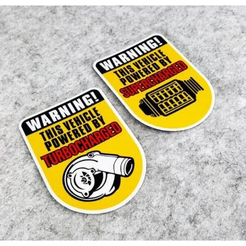 This Vehicle Is Powerded By Turbocharged WARNING StickerFunny Turbo Supercharge Vinyl Sticker Reflective For Car,Motorcycle