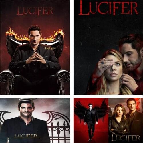 Full square/round diamond 5D DIY diamond painting"Lucifer" TV poster 3D diamond embroidery rhinestone sales art handmade gifts