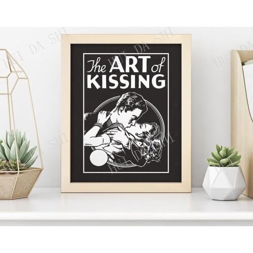The Art of Kissing Print • High Quality Giclée Print • Love Romance Making Out Black and White Deco Wall Art