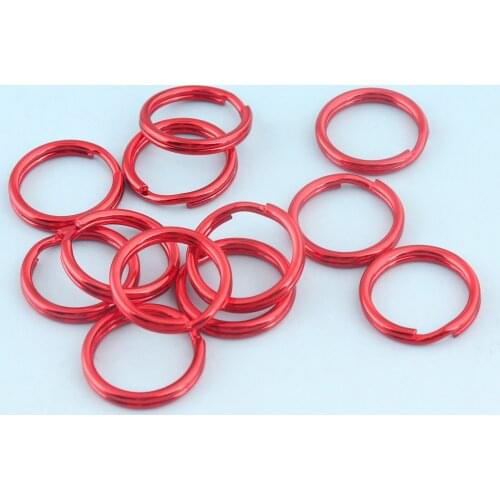 Red plated Keyrings 12mm Round Jewelry rings Metal Mini Split Rings for Key Chain Wholesale Key Lanyard Findings Jump rings