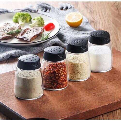 Kitchen Utensils, Multi Function Seasoning Bottles, Double Lid Glass Barbecue Condiment Pot, Condiment Pot, Color random