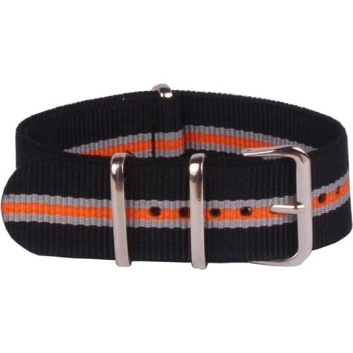 Buy 2 get 10% off) 22mm Nato Nylon Watch Black/Grey/Orange Stripes Army Military fabric Woven watchbands Strap Band Buckle belt