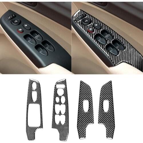 50% Hot Sales!! 4Pcs Carbon Fiber Window Lift Control Switch Panel Stickers for Honda Civic 8th 2006-2011 Right Hand Drive