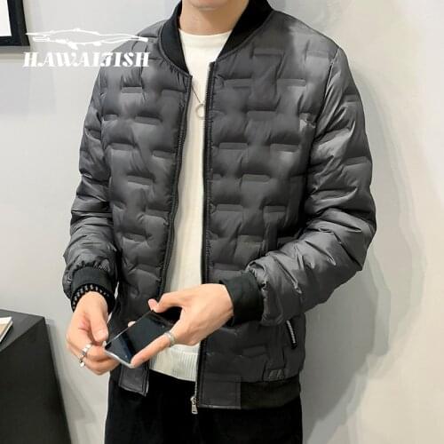 Mens winter jacket 2021 plus velvet cotton-padded jacket mens down jacket shiny cotton jacket mens baseball collar jacket