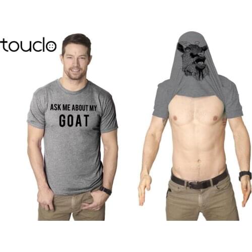 Mens Ask Me About My Goat T Shirt Flip Funny Farm Animal Cool Novelty Graphic