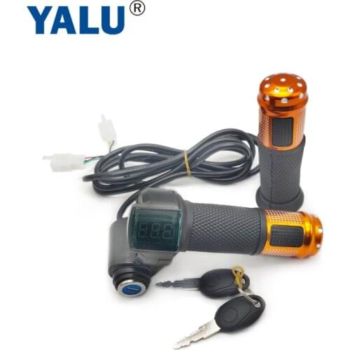 Electric EBike Kit Digital Twist Throttle Grip Handle with LED display Indicator Key Lock Suitable for lead-acid/Lithium Battey