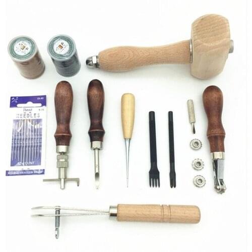 DONYAMY 11pcs/set Leather Carving Punch Cutter Hammer Essential Tools Set Manual Craft DIY Sewing Leathercraft Handmade Tool