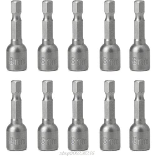 10 Pcs Magnetic Nut Driver Set 8mm 5/16" Socket Adapter Hex Drill Bit M09 21 Dropshipping