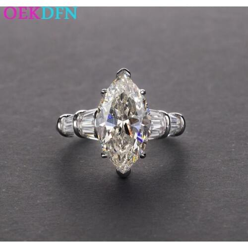 OEKDFN 100% S925 Sterling Silver Ring For Women Shiny Oval White Citrine AAAAA+ Zircon Wedding Jewelry Fine Engagement Rings